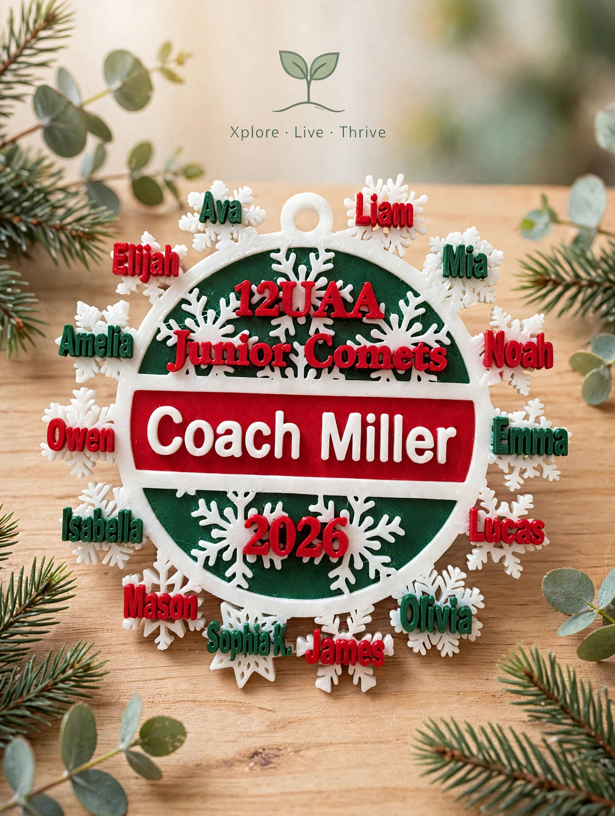 Personalized Team Snowflake Ornament